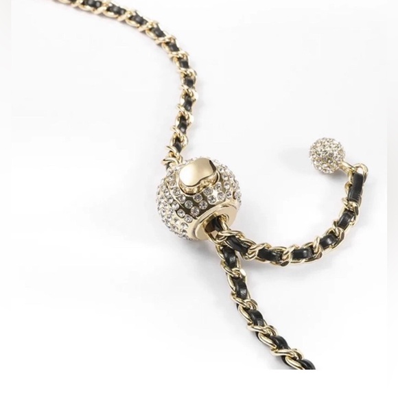 Replacement Quality Adjustable Purse Chain Faux Black Leather Gold;NWOT - Picture 3 of 4